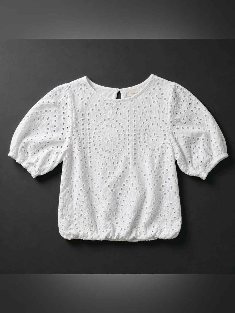 URBAN Romantics 100% Cotton White Eyelet Elastic Waist Shirt